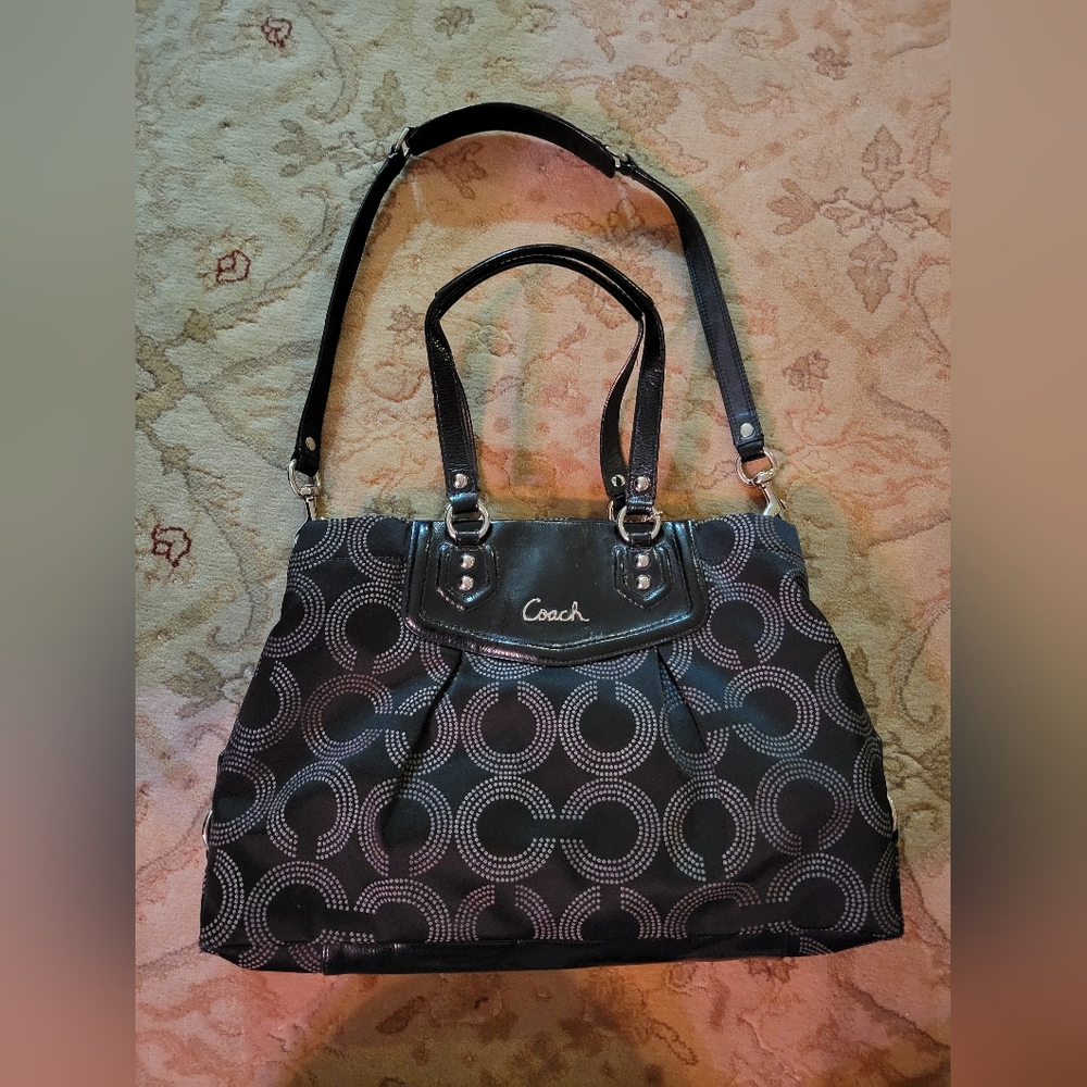 Coach Vintage Black Monogram Patterned Shoulder Bag